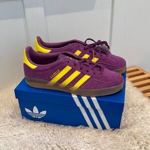 Adidas Gazelle Suede Sneakers in Purple and Yellow